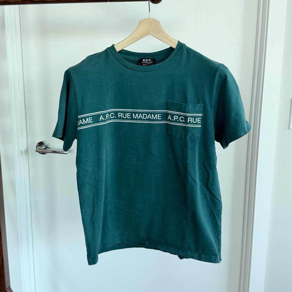 A.P.C. Men's Teal Short Sleeve Tee